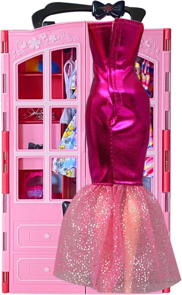 Armario genérico para muñecas Barbie con 150 piezas de ropa y accesorios - Imagen 3