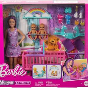 Barbie juego de guardería con Skipper, 2 bebés y accesorios