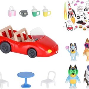 Carro convertible de Bluey con 4 figuras, o accesorios y stickers