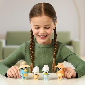 Figuras viajeras Familia de Bluey x4 con sombreros