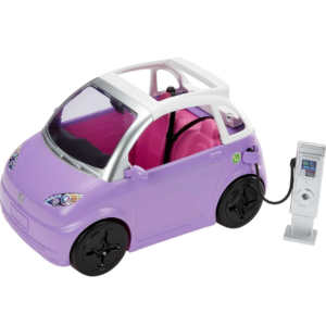 Barbie carro pequeño morado con gasolinera y techo retirable