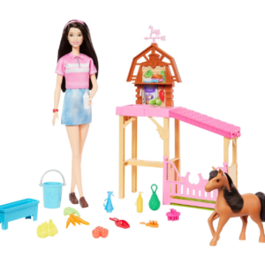 Barbie Renee cuidadora de caballos. Muñeca, mascota, establo y accesorios
