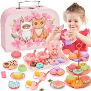 Fiesta de té de lata con postres x48 piezas (motivo gatos)