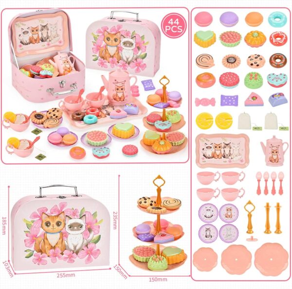 Fiesta de té de lata con postres x48 piezas (motivo gatos) - Imagen 3