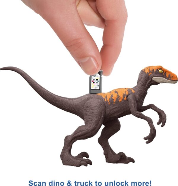 Camión de captura Jurassic World con Velociraptor, grúa y lanzador - Imagen 6