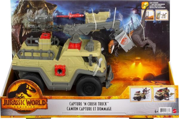 Camión de captura Jurassic World con Velociraptor, grúa y lanzador - Imagen 7