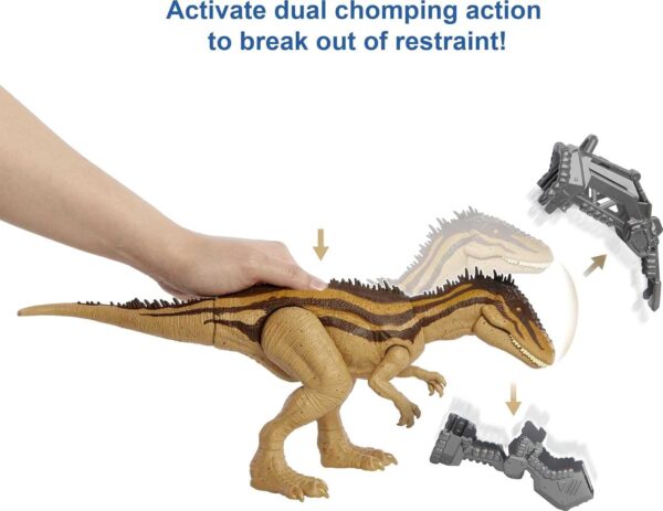 Carcharodontosaurio marrón de ataque con máscara Jurassic World - Imagen 4