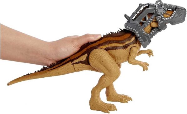 Carcharodontosaurio marrón de ataque con máscara Jurassic World - Imagen 5