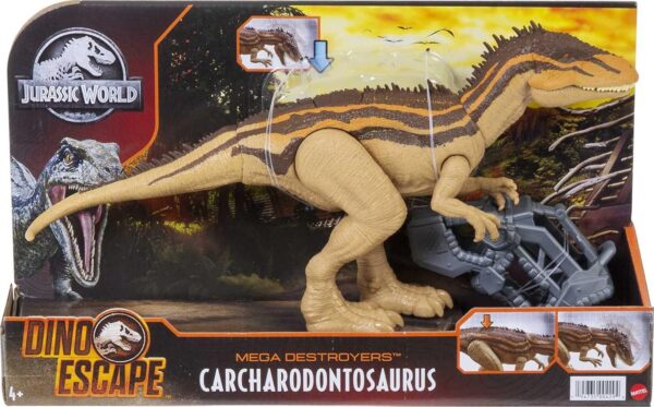 Carcharodontosaurio marrón de ataque con máscara Jurassic World - Imagen 7