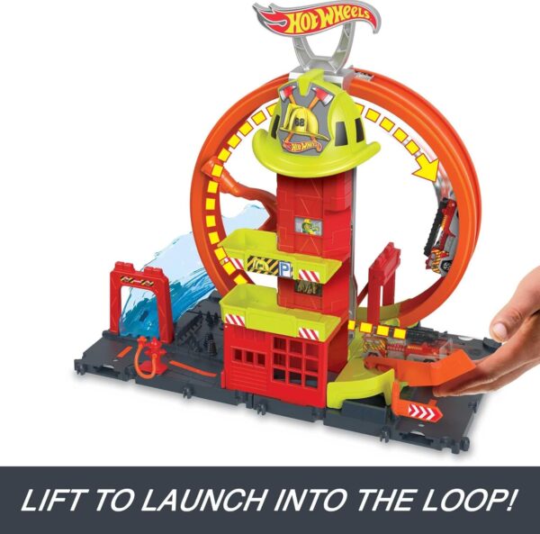 Estación de bomberos Sperloop con camión Hot Wheels - Imagen 4
