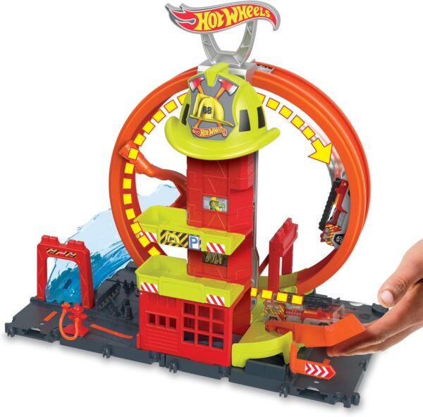 Estación de bomberos Sperloop con camión Hot Wheels - Imagen 5