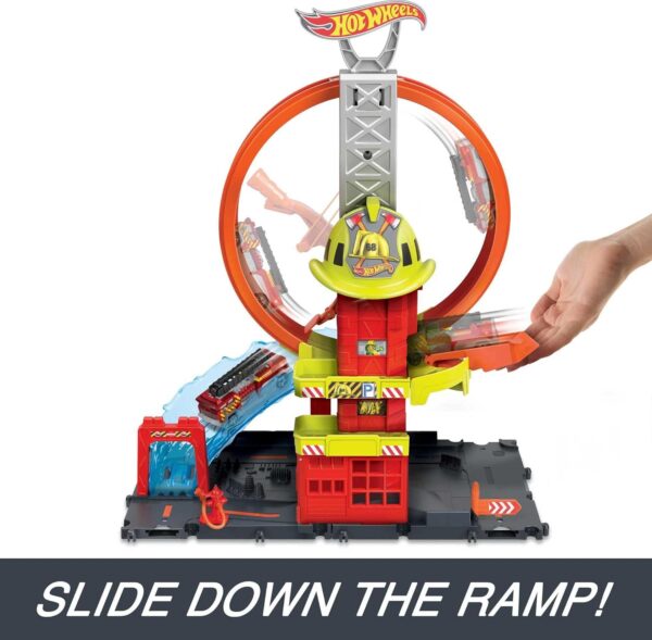 Estación de bomberos Sperloop con camión Hot Wheels - Imagen 7