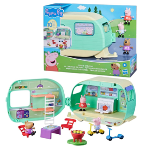 Camper Caravana verde portátil de Peppa Pig con 3 figuras