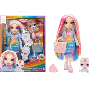 Amaya Rainbow High muñeca de moda arcoíris con kit de slime y mascota