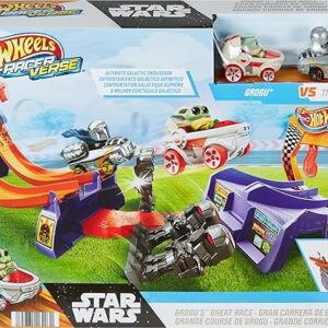 Pista Star wars con carritos Yoda y Mandalorian Hot Wheels