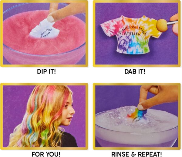 Rainbow high muñeca de moda Acuarela y crea con pintura lavable para repetir - Imagen 5