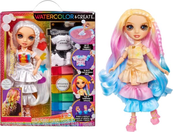 Rainbow high muñeca de moda Acuarela y crea con pintura lavable para repetir - Imagen 6
