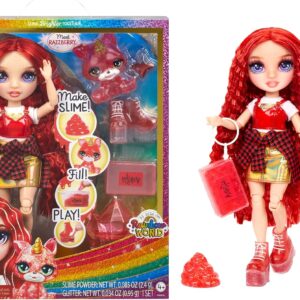 Rubi Rainbow High muñeca de moda roja con kit de slime y mascota