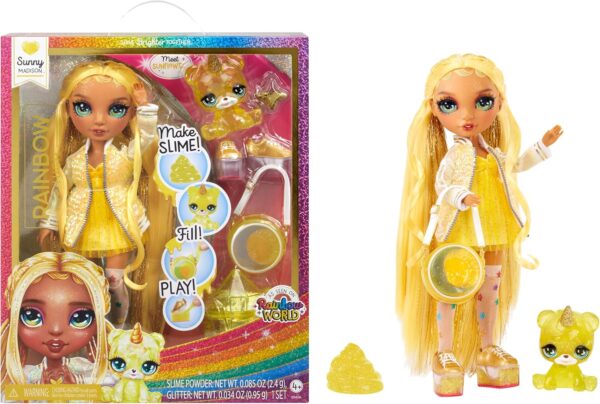 Sunny Rainbow High muñeca de moda amarillo con kit de slime y mascota - Imagen 9