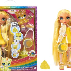 Sunny Rainbow High muñeca de moda amarillo con kit de slime y mascota