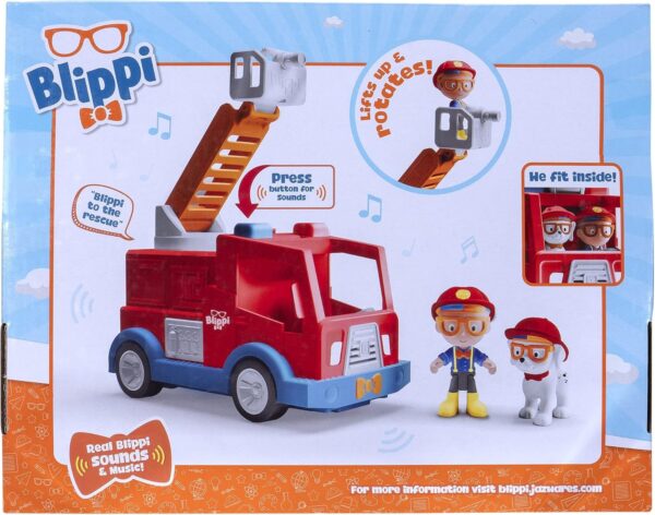 Blippi camión de bomberos con 2 figuras y sonidos - Imagen 13
