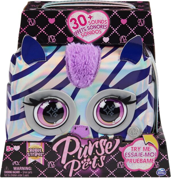 Bolso Purse Pet Zebra metalizada parpadea con sonidos - Imagen 2