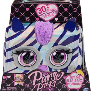 Bolso Purse Pet Zebra metalizada parpadea con sonidos