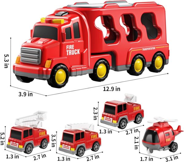 Camión de bomberos 5 en 1 carritos a tracción con luces y sonidos - Imagen 3