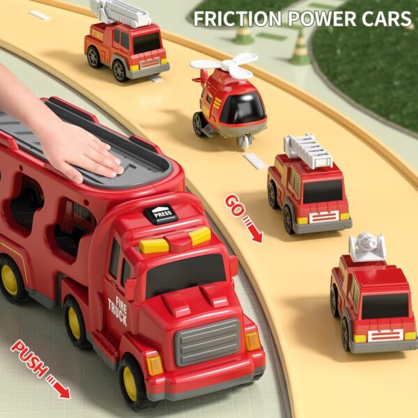Camión de bomberos 5 en 1 carritos a tracción con luces y sonidos - Imagen 4