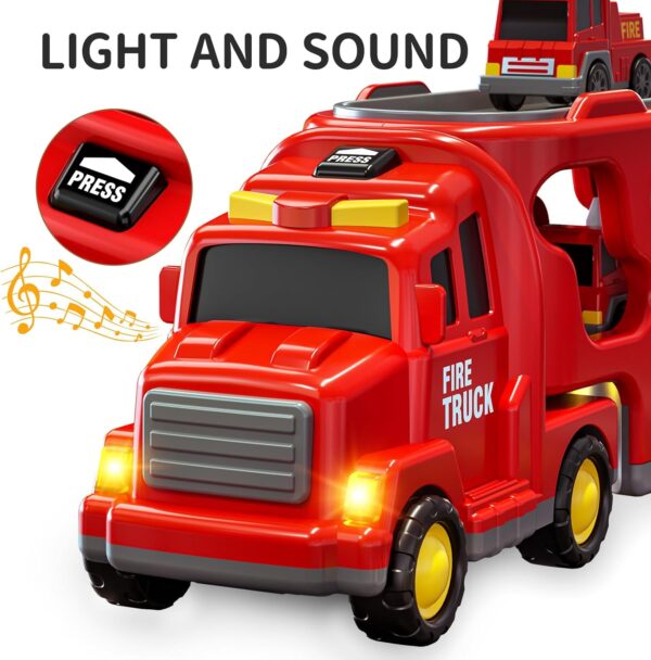 Camión de bomberos 5 en 1 carritos a tracción con luces y sonidos - Imagen 6