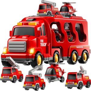 Camión de bomberos 5 en 1 carritos a tracción con luces y sonidos