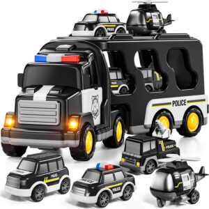 Camión de policía 5 en 1 carritos a tracción con luces y sonidos
