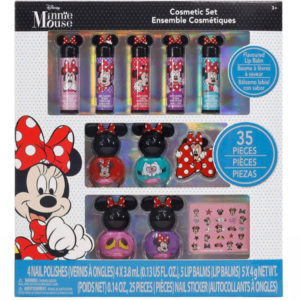 Set de maquillaje labiales y esmaltes Minnie Mouse no tóxico e hipoalergénico