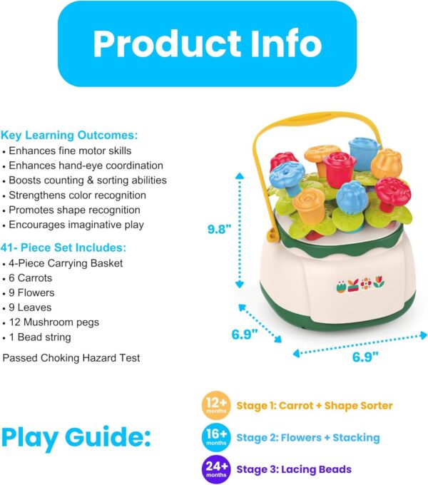 Juguete de huerto Montessori apiñamiento y clasificación - Imagen 6