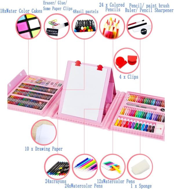 Kit de arte con colores, crayones, marcadores y acuarelas - Imagen 4