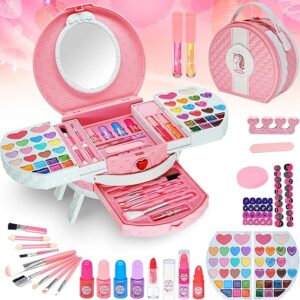 Neceser de maquillaje y uñas diseño redonde Unicornio no tóxico e hipoalergénico
