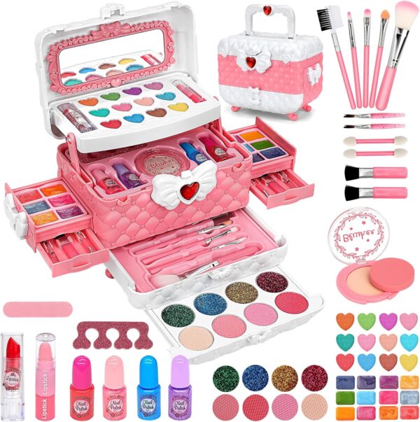 Neceser en pasta de maquillaje y uñas diseño ovalado rosa no tóxico e hipoalergénico - Imagen 7