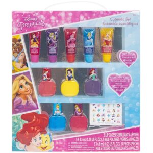 Set de maquillaje labiales y esmaltes Princesas Disney no tóxico e hipoalergénico