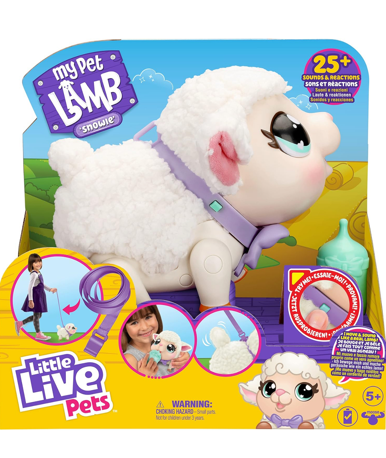 Little Live Pets oveja que camina con sonidos, reacciones y toma tetero - Imagen 3
