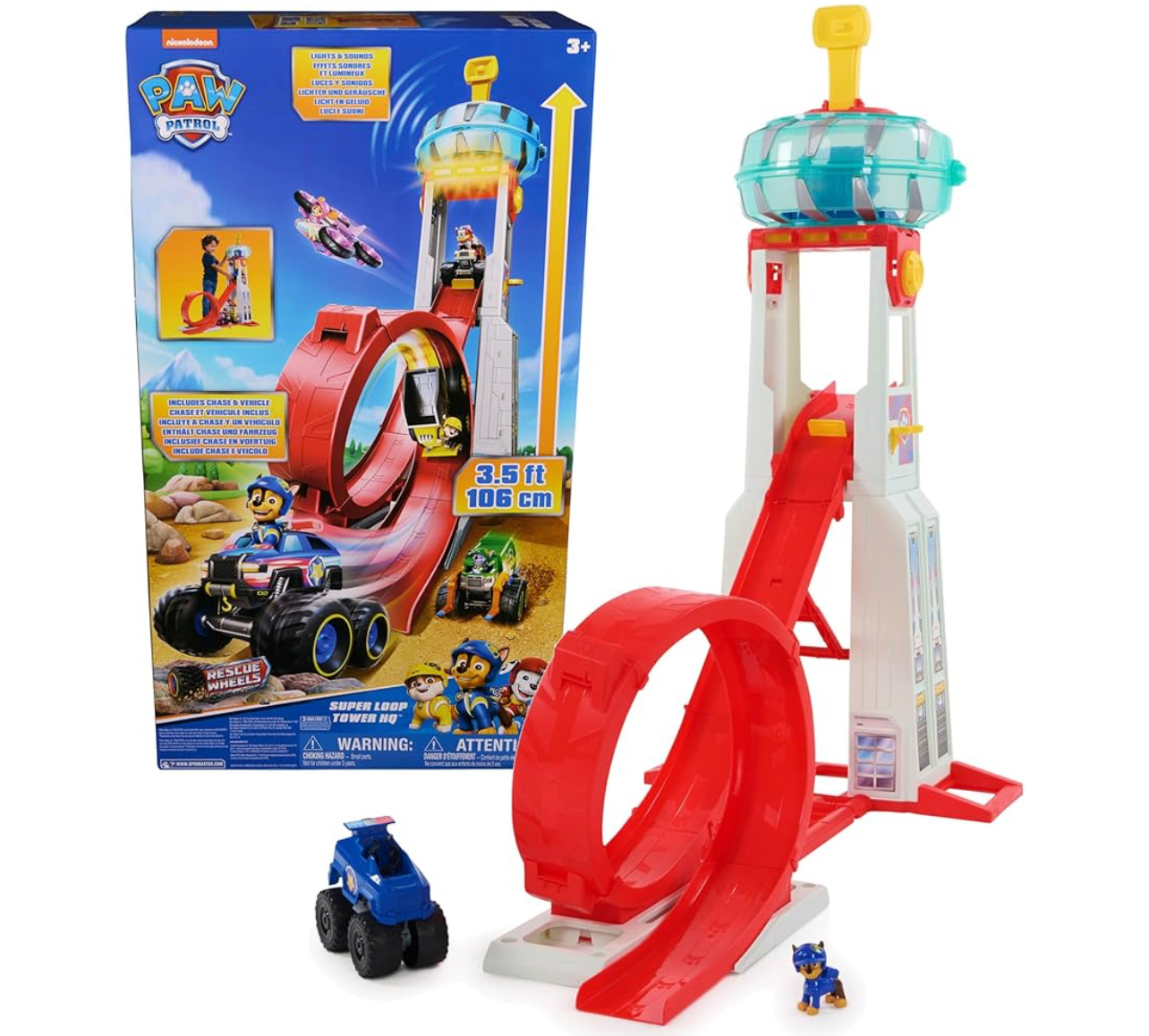 Paw Patrol Torre grande Super loop 100cm de luces, sonidos y lanzador