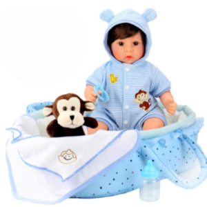 Isaac bebé reborn realista 46cm con cuna Moises