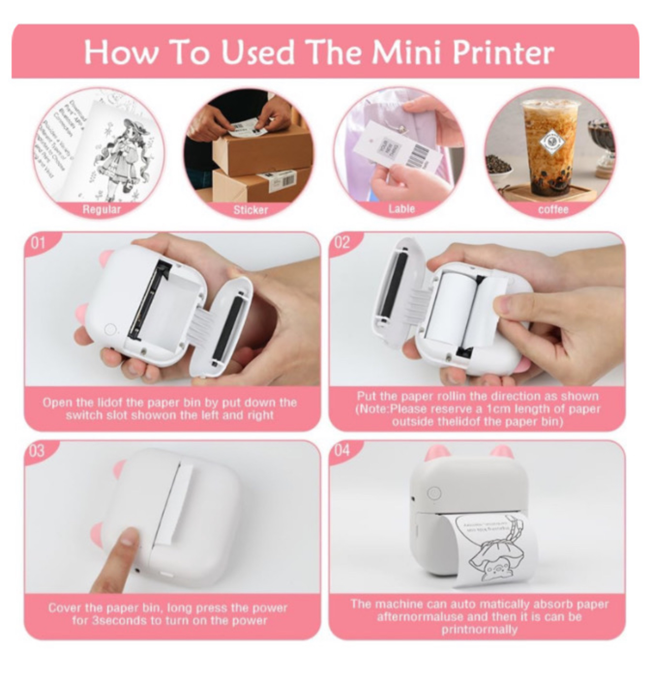 Mini impresora inalámbrica de calcomanías (no necesita tinta) - Imagen 2