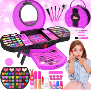 Neceser de maquillaje y uñas Fucsia redondo con parales no tóxico e hipoalergénico