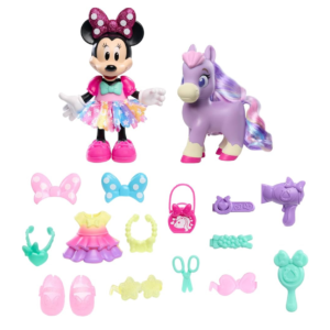 Minnie Mouse 15cm y Glam Pony con accesorios x21 piezas