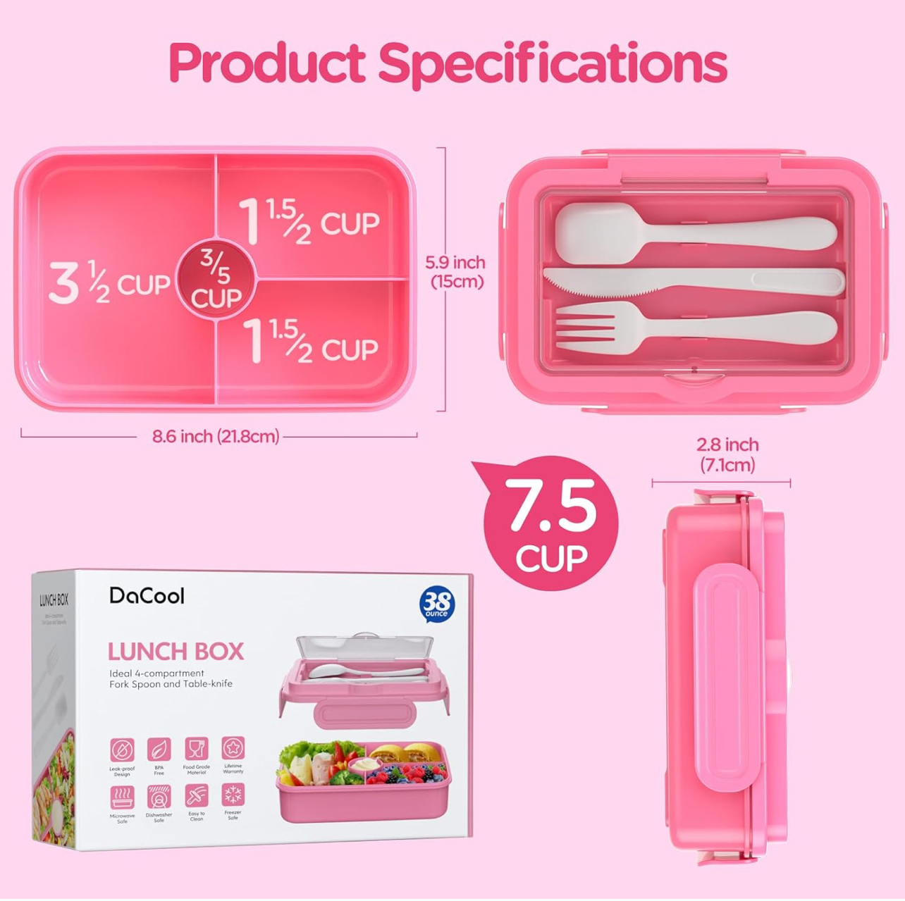 Lonchera Bento antiderrames con cubiertos - Imagen 2
