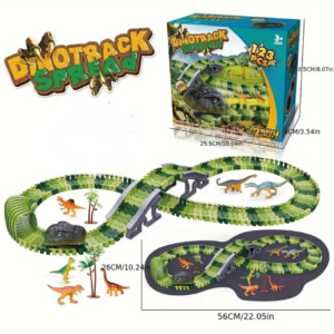 Pista de dinosaurios con carrito de eléctrico x123 piezas y dinosaurios