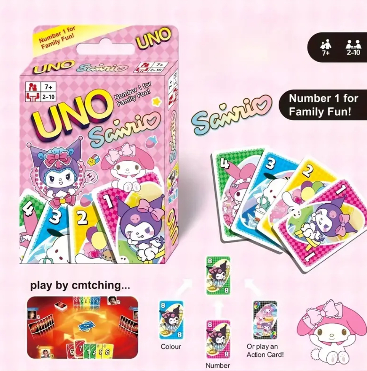 UNO juego de cartas con Temática Hello Kitty Sanrio - Imagen 2