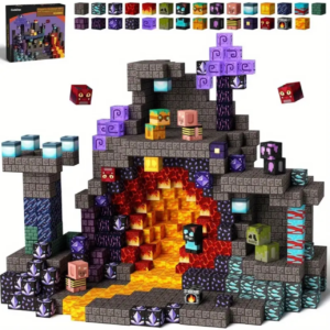 Bloques magnéticos de cubo diseño Minecraft Lava de fuego x100 piezas