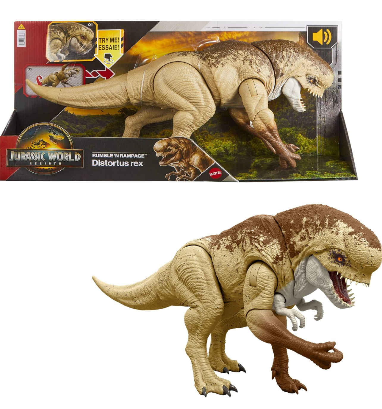 Dinosaurio Jurassic World Distortus Rex de 56cm con rugidos