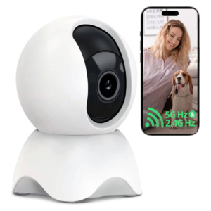 Cámara de seguridad con audio, video y sensor de movimiento para interiores